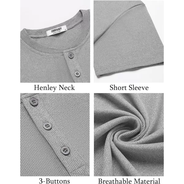 COOFANDY Men's Short Sleeve Henley Shirts Stretch Ribbed T-Shirts Fashion Casual Basic Tops