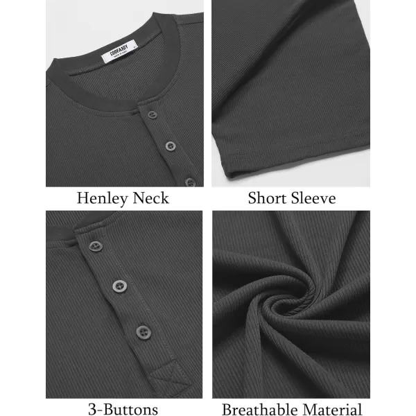 COOFANDY Men's Short Sleeve Henley Shirts Stretch Ribbed T-Shirts Fashion Casual Basic Tops