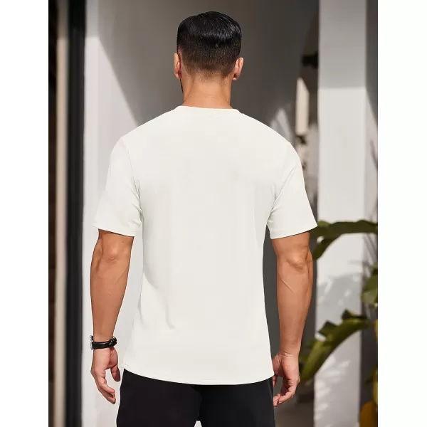 COOFANDY Men's Short Sleeve Henley Shirts Stretch Ribbed T-Shirts Fashion Casual Basic Tops