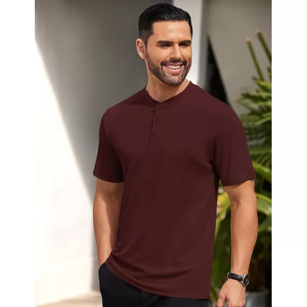 COOFANDY Men's Short Sleeve Henley Shirts Stretch Ribbed T-Shirts Fashion Casual Basic Tops