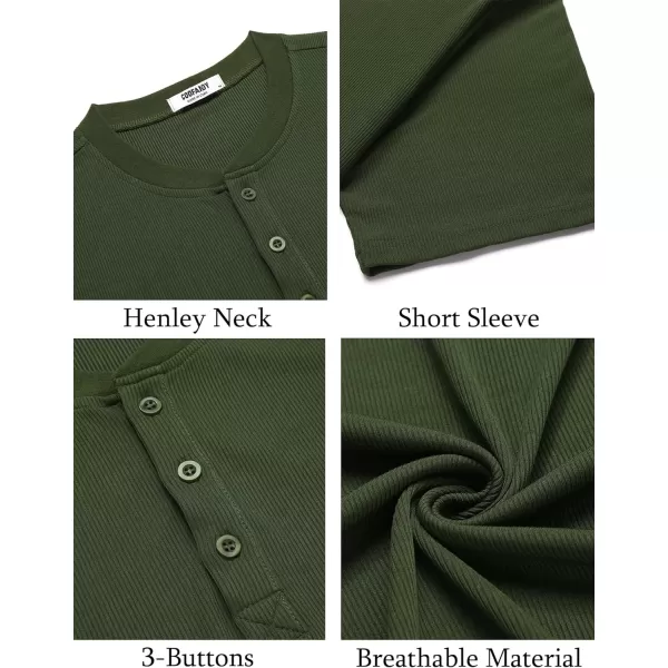 COOFANDY Men's Short Sleeve Henley Shirts Stretch Ribbed T-Shirts Fashion Casual Basic Tops