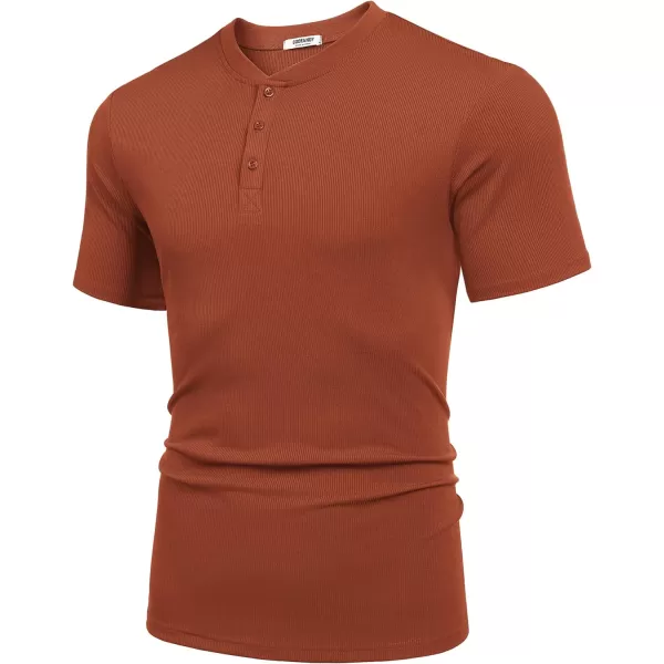 COOFANDY Men's Short Sleeve Henley Shirts Stretch Ribbed T-Shirts Fashion Casual Basic Tops