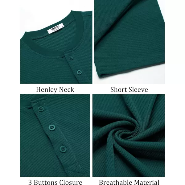 COOFANDY Men's Short Sleeve Henley Shirts Stretch Ribbed T-Shirts Fashion Casual Basic Tops