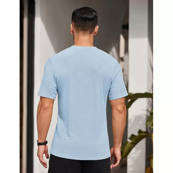 COOFANDY Men's Short Sleeve Henley Shirts Stretch Ribbed T-Shirts Fashion Casual Basic Tops