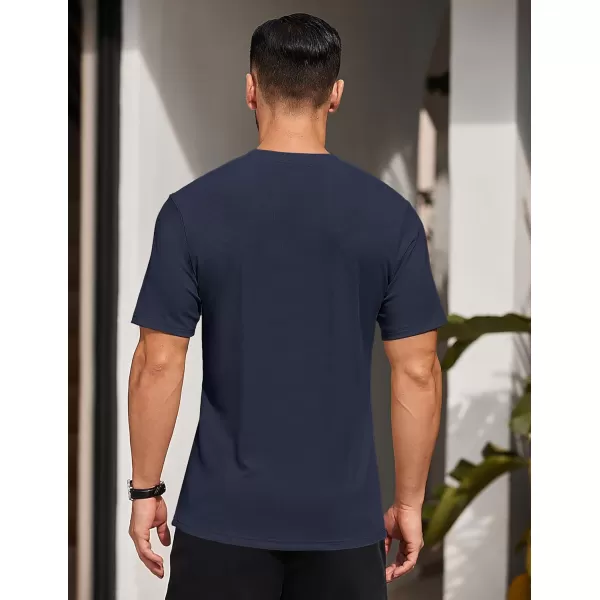 COOFANDY Men's Short Sleeve Henley Shirts Stretch Ribbed T-Shirts Fashion Casual Basic Tops