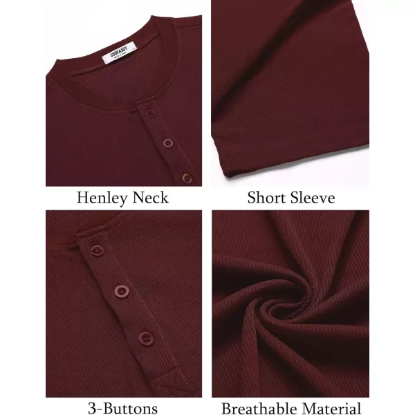 COOFANDY Men's Short Sleeve Henley Shirts Stretch Ribbed T-Shirts Fashion Casual Basic Tops