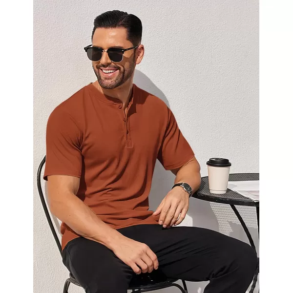 COOFANDY Men's Short Sleeve Henley Shirts Stretch Ribbed T-Shirts Fashion Casual Basic Tops