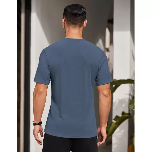 COOFANDY Men's Short Sleeve Henley Shirts Stretch Ribbed T-Shirts Fashion Casual Basic Tops