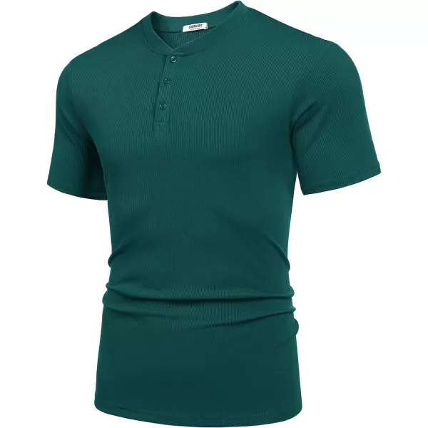 COOFANDY Men's Short Sleeve Henley Shirts Stretch Ribbed T-Shirts Fashion Casual Basic Tops