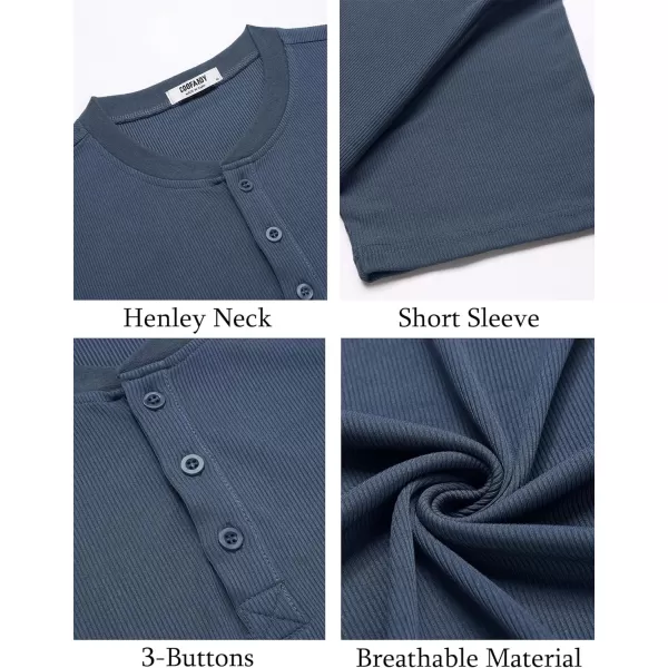 COOFANDY Men's Short Sleeve Henley Shirts Stretch Ribbed T-Shirts Fashion Casual Basic Tops