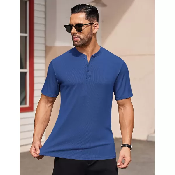 COOFANDY Men's Short Sleeve Henley Shirts Stretch Ribbed T-Shirts Fashion Casual Basic Tops