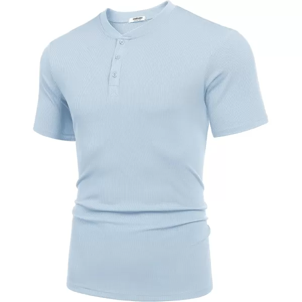 COOFANDY Men's Short Sleeve Henley Shirts Stretch Ribbed T-Shirts Fashion Casual Basic Tops