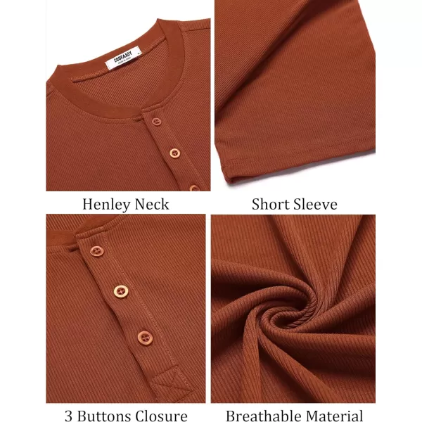 COOFANDY Men's Short Sleeve Henley Shirts Stretch Ribbed T-Shirts Fashion Casual Basic Tops