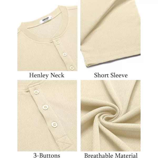 COOFANDY Men's Short Sleeve Henley Shirts Stretch Ribbed T-Shirts Fashion Casual Basic Tops