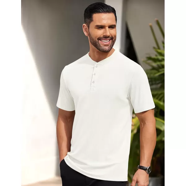 COOFANDY Men's Short Sleeve Henley Shirts Stretch Ribbed T-Shirts Fashion Casual Basic Tops