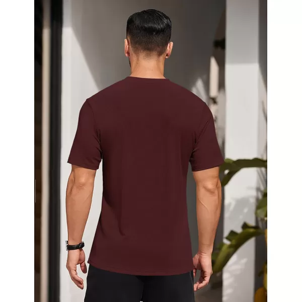 COOFANDY Men's Short Sleeve Henley Shirts Stretch Ribbed T-Shirts Fashion Casual Basic Tops