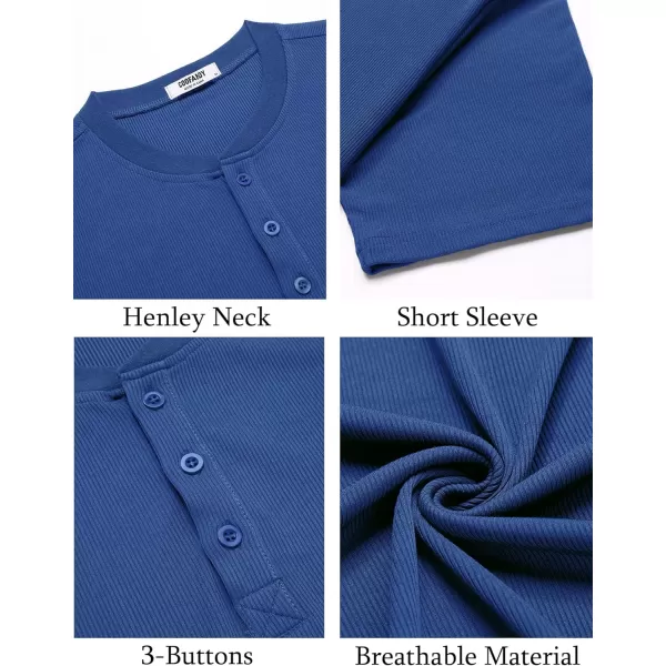 COOFANDY Men's Short Sleeve Henley Shirts Stretch Ribbed T-Shirts Fashion Casual Basic Tops