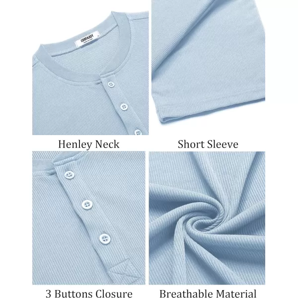 COOFANDY Men's Short Sleeve Henley Shirts Stretch Ribbed T-Shirts Fashion Casual Basic Tops