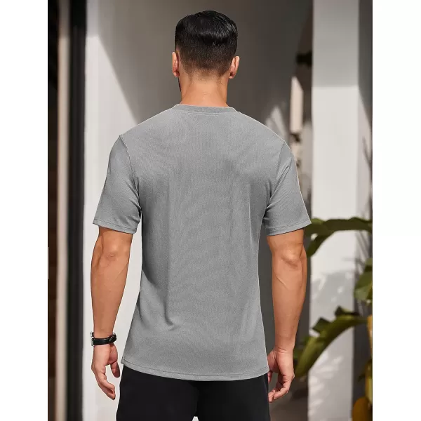 COOFANDY Men's Short Sleeve Henley Shirts Stretch Ribbed T-Shirts Fashion Casual Basic Tops