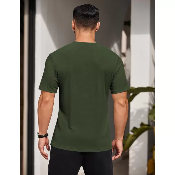 COOFANDY Men's Short Sleeve Henley Shirts Stretch Ribbed T-Shirts Fashion Casual Basic Tops