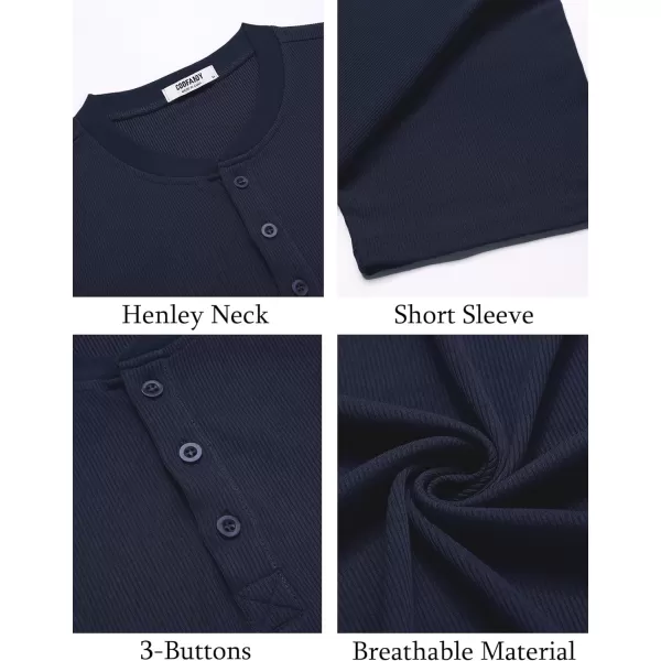 COOFANDY Men's Short Sleeve Henley Shirts Stretch Ribbed T-Shirts Fashion Casual Basic Tops
