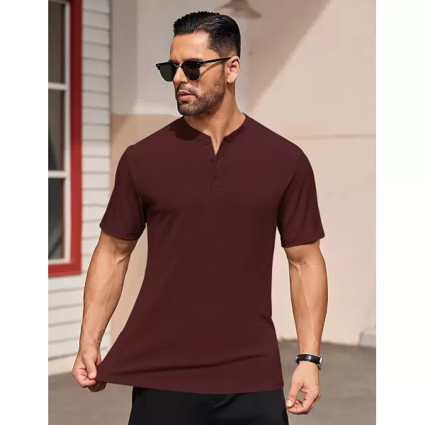 COOFANDY Men's Short Sleeve Henley Shirts Stretch Ribbed T-Shirts Fashion Casual Basic Tops