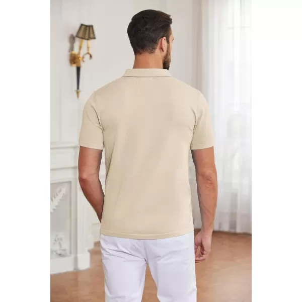 COOFANDY Men's Short Sleeve Knit Shirts Button Down Vintage Polo Casual Beach Shirt