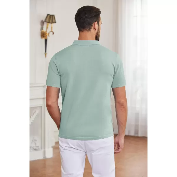 COOFANDY Men's Short Sleeve Knit Shirts Button Down Vintage Polo Casual Beach Shirt