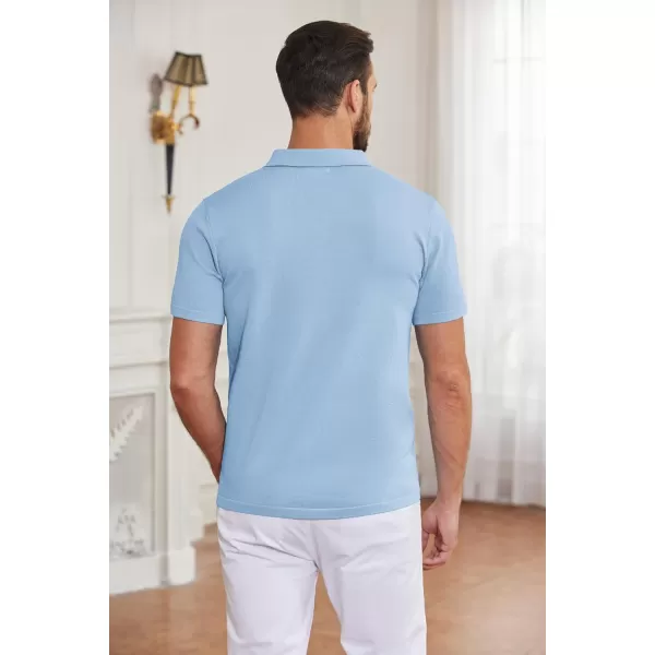 COOFANDY Men's Short Sleeve Knit Shirts Button Down Vintage Polo Casual Beach Shirt