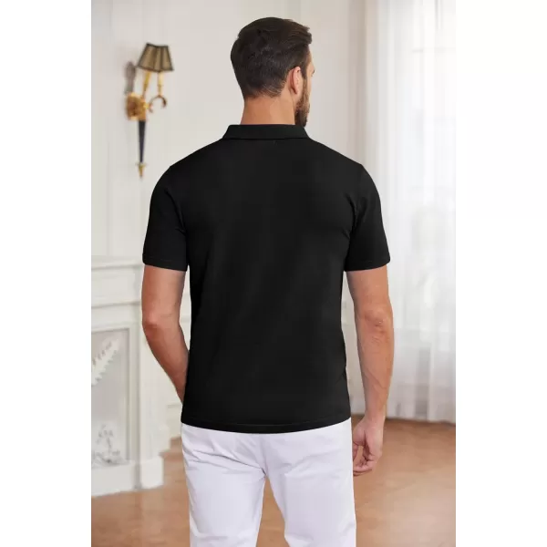 COOFANDY Men's Short Sleeve Knit Shirts Button Down Vintage Polo Casual Beach Shirt