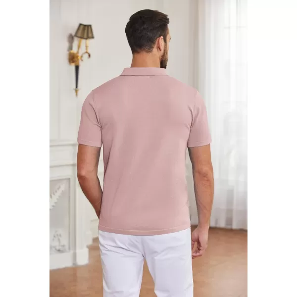 COOFANDY Men's Short Sleeve Knit Shirts Button Down Vintage Polo Casual Beach Shirt