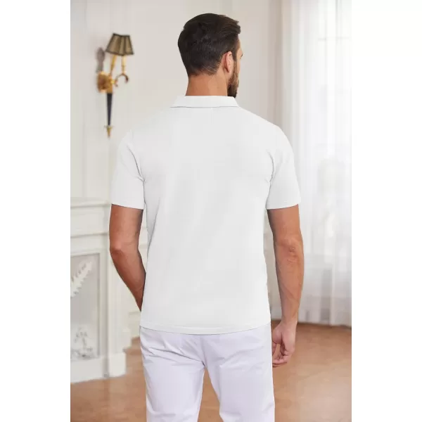 COOFANDY Men's Short Sleeve Knit Shirts Button Down Vintage Polo Casual Beach Shirt