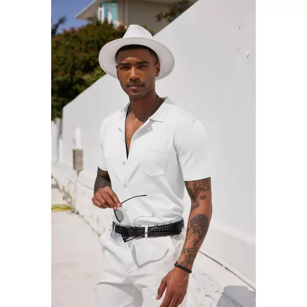 COOFANDY Men's Short Sleeve Knit Shirts Button Down Vintage Polo Casual Beach Shirt