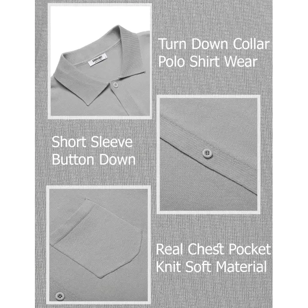 COOFANDY Men's Short Sleeve Knit Shirts Button Down Vintage Polo Casual Beach Shirt