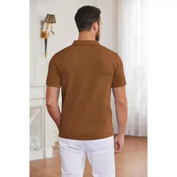 COOFANDY Men's Short Sleeve Knit Shirts Button Down Vintage Polo Casual Beach Shirt