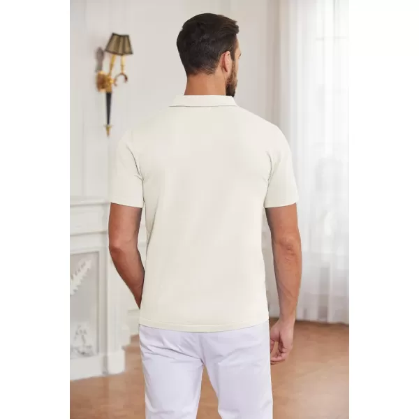 COOFANDY Men's Short Sleeve Knit Shirts Button Down Vintage Polo Casual Beach Shirt