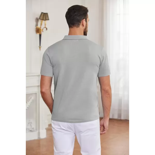 COOFANDY Men's Short Sleeve Knit Shirts Button Down Vintage Polo Casual Beach Shirt