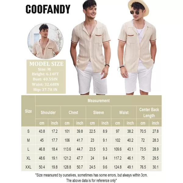 COOFANDY Men's Short Sleeve Knit Shirts Vintage Button Down Polo Shirt Casual Beach Tops
