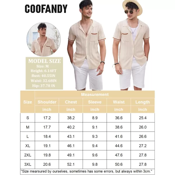COOFANDY Men's Short Sleeve Knit Shirts Vintage Button Down Polo Shirt Casual Beach Tops