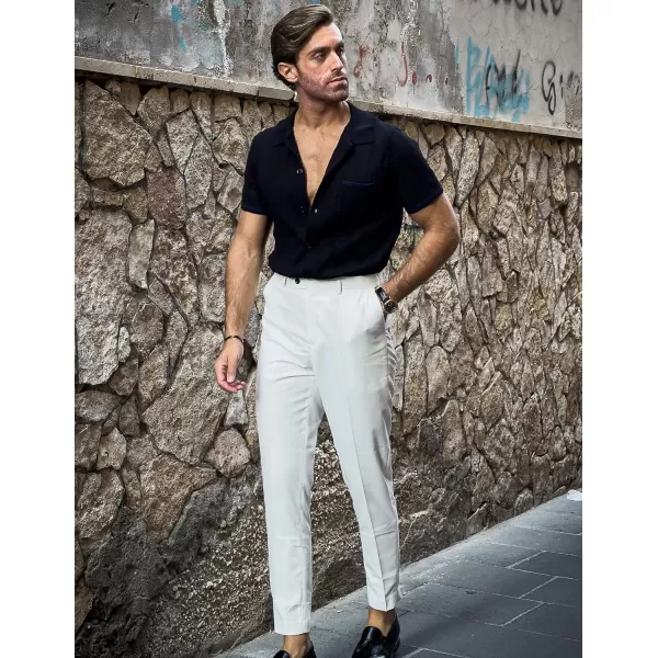 COOFANDY Men's Short Sleeve Knit Shirts Vintage Button Down Polo Shirt Casual Beach Tops