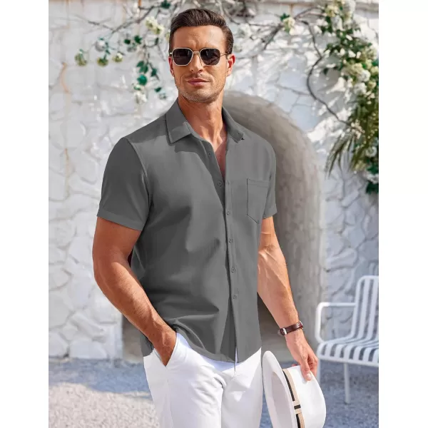 COOFANDY Mens Short Sleeve Shirts Casual Button Down Shirts Summer Beach Shirt Wrinkle Free