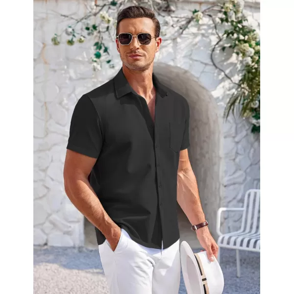 COOFANDY Mens Short Sleeve Shirts Casual Button Down Shirts Summer Beach Shirt Wrinkle Free