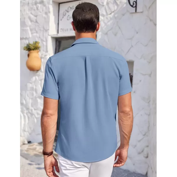 COOFANDY Mens Short Sleeve Shirts Casual Button Down Shirts Summer Beach Shirt Wrinkle Free