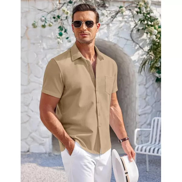 COOFANDY Mens Short Sleeve Shirts Casual Button Down Shirts Summer Beach Shirt Wrinkle Free