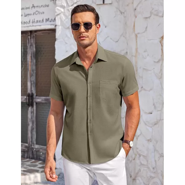 COOFANDY Mens Short Sleeve Shirts Casual Button Down Shirts Summer Beach Shirt Wrinkle Free