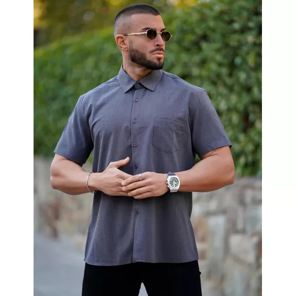 COOFANDY Mens Short Sleeve Shirts Casual Button Down Shirts Summer Beach Shirt Wrinkle Free