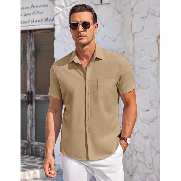 COOFANDY Mens Short Sleeve Shirts Casual Button Down Shirts Summer Beach Shirt Wrinkle Free
