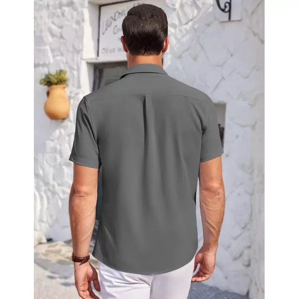 COOFANDY Mens Short Sleeve Shirts Casual Button Down Shirts Summer Beach Shirt Wrinkle Free