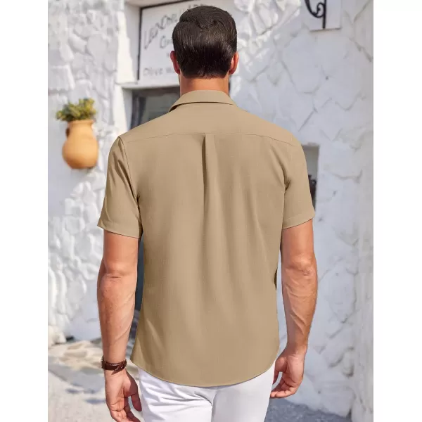 COOFANDY Mens Short Sleeve Shirts Casual Button Down Shirts Summer Beach Shirt Wrinkle Free