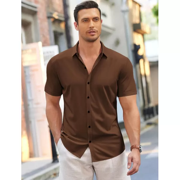 COOFANDY Men's Short Sleeve Wrinkle Free Shirt Button Down Casual Summer Dress Shirts)